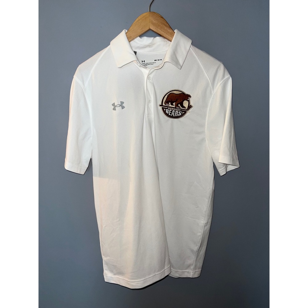 Under Armour Hershey Bears AHL Hockey Polo Shirt Mens Medium White New With Tags